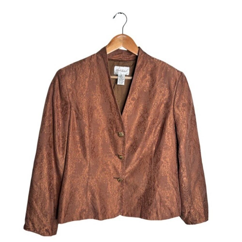 Papell Boutique Jacket Mauve Evening Size 16 Silk Vintage Elegant Rhinestones